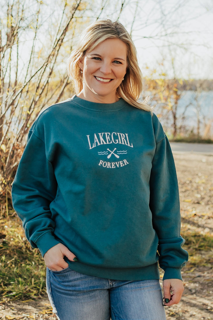 Lakegirl Ringspun Fleece Crew Neck in Teal