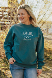 Lakegirl Ringspun Fleece Crew Neck in Teal