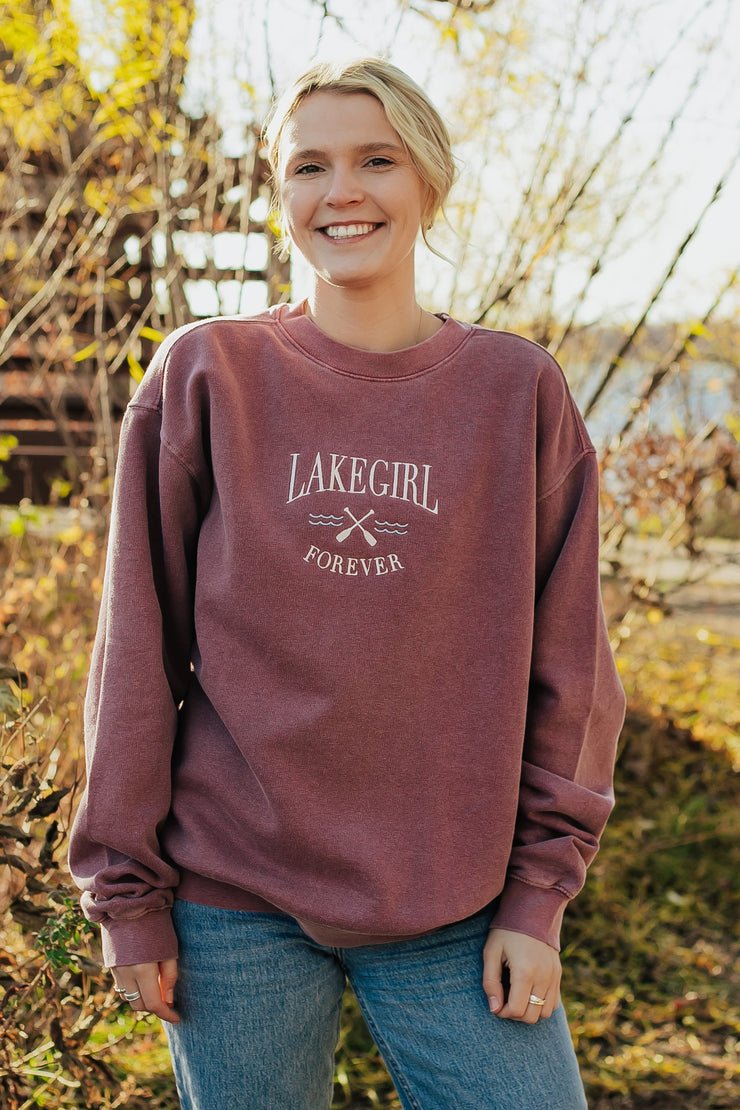 Lakegirl Ringspun Fleece Crew Neck in Maroon