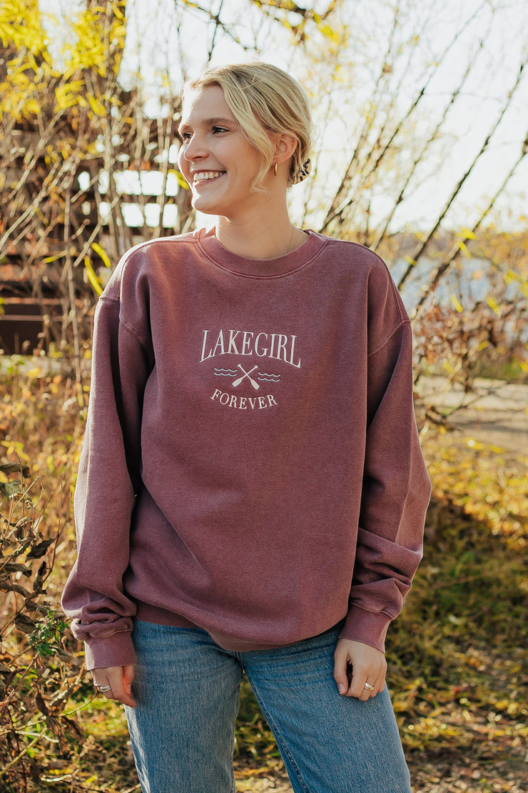 Lakegirl Ringspun Fleece Crew Neck in Maroon