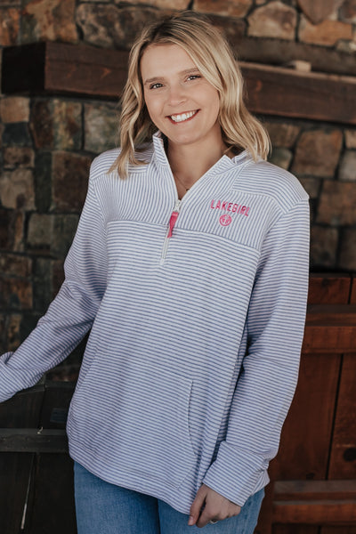 Lakegirl French Terry Stripe Quarter Zip Sweatshirt