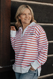 Striped V-Neck Pullover