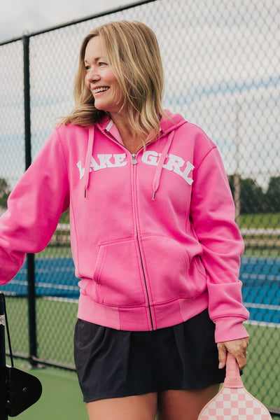 Full Zip Hoodie in Hot Pink